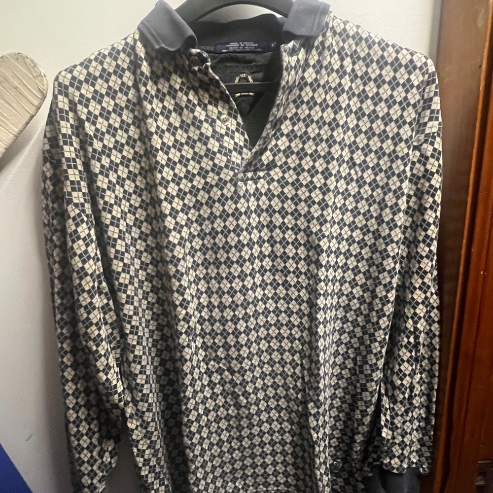 Tommy Hilfiger Men's Diamond Pattern Shirt - Black and White